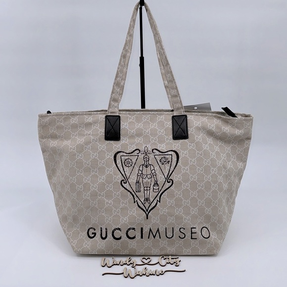 Authenticated Gucci GG Monogram Canvas Museo Tote- Beige - Picture 1 of 16